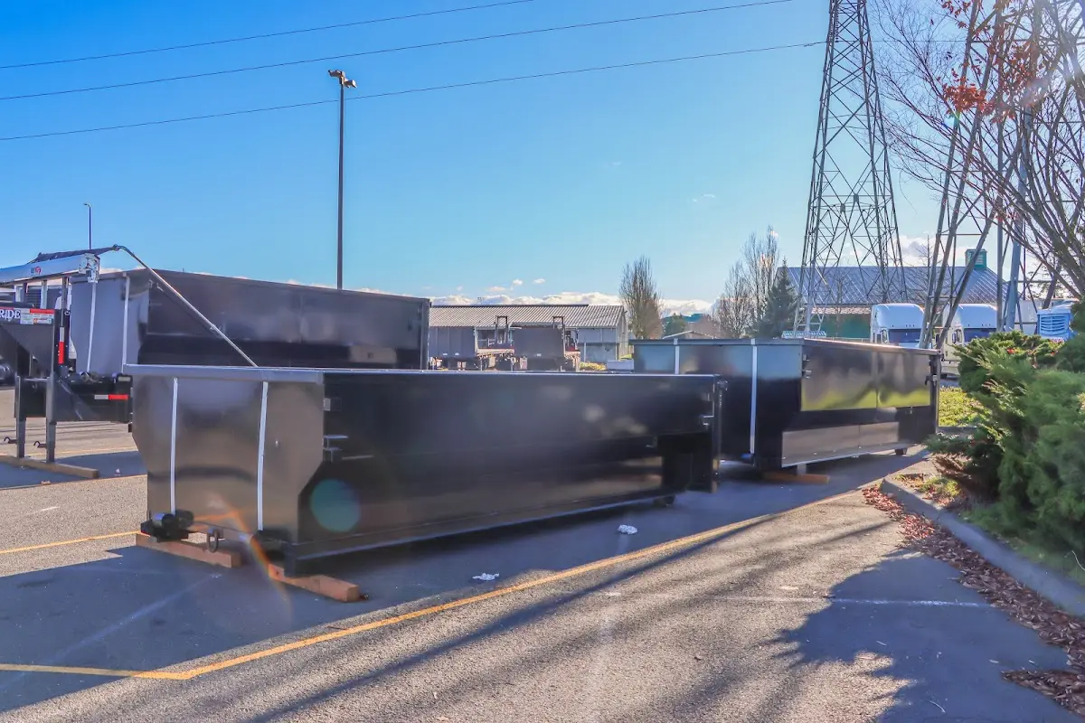Roll-off dumpster ready for waste disposal at job site for Roofing Dumpster Rental in Buffalo Grove